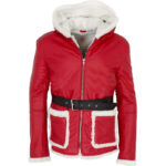 Santa Claus Unisex Red Shearling Leather Jacket