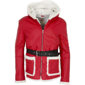 Santa Claus Unisex Red Shearling Leather Jacket