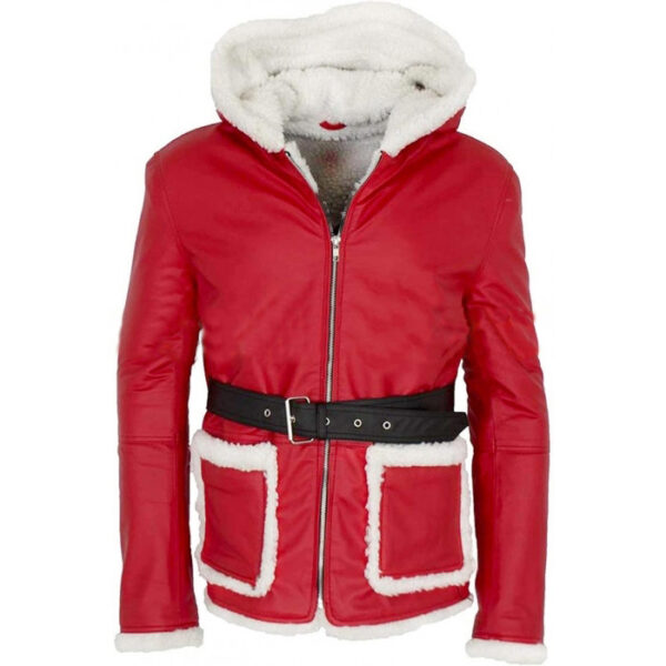 Santa Claus Unisex Red Shearling Leather Jacket