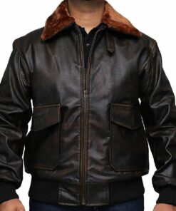 Fighter Pilot Brown Aviator Leather Jacket