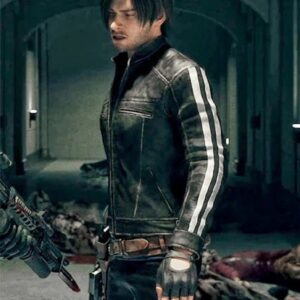 Leon Kennedy Resident Evil Vendetta Black Leather Jacket