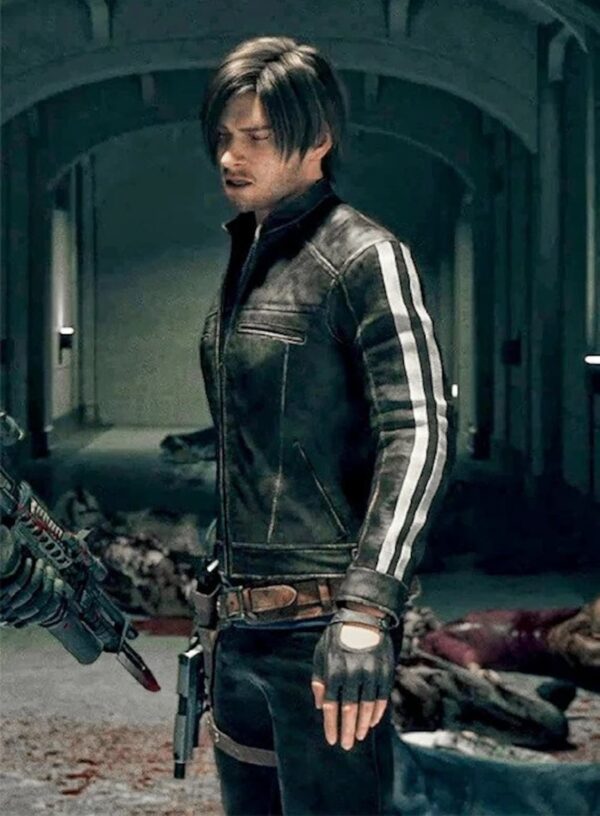Leon Kennedy Resident Evil Vendetta Black Leather Jacket