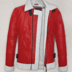 Unisex Shearling Red Leather Jacket