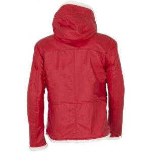 Unisex Santa Claus Red Shearling Leather Jacket