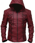 Oliver Queen Arrow Red Leather Jacket