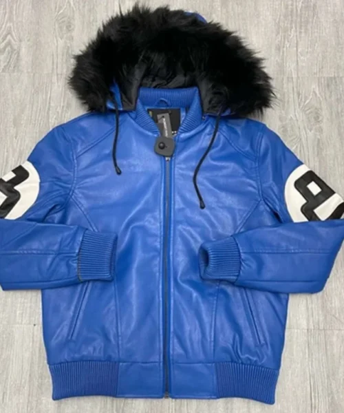 Robert Phillipe 8 Ball Pool Blue Leather Jacket