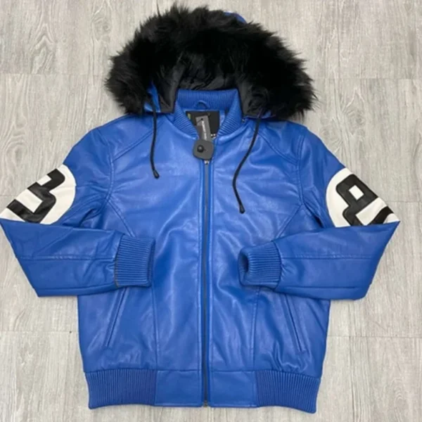 Robert Phillipe 8 Ball Pool Blue Leather Jacket