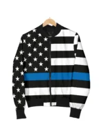 Unisex Black American Flag Stars Bomber Jacket