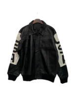 Black American Flag Unisex Leather Bomber Jacket