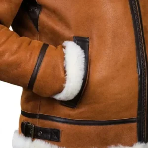 B3 Shearling Sheepskin Brown Leather Jacket