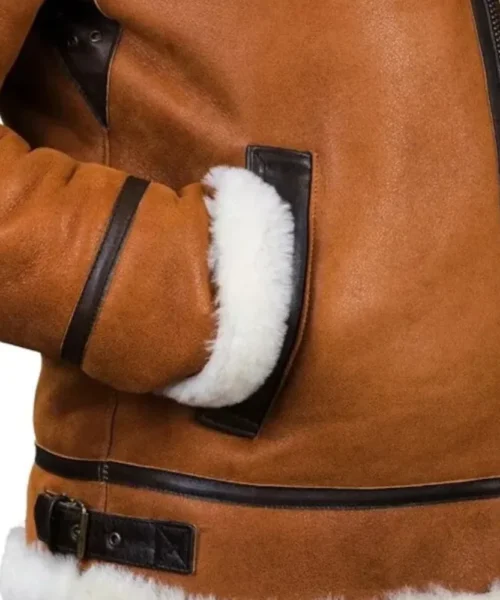 B3 Shearling Sheepskin Brown Leather Jacket