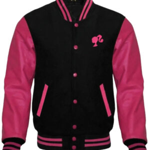 Barbie Girl Varsity Pink Black Jacket