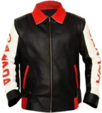 Canadian Flag Black Bomber Leather Jacket