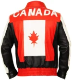 Black Bomber Canadian Flag Leather Jacket