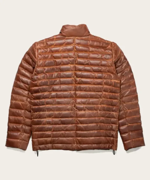 Bridger Brown Unisex Leather Puffer Jacket
