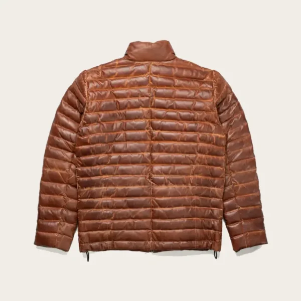 Bridger Brown Unisex Leather Puffer Jacket