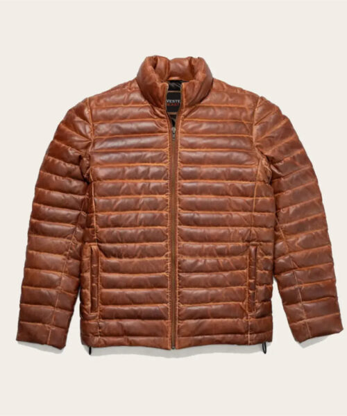 Bridger Unisex Brown Puffer Leather Jacket