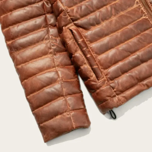 Bridger Brown Leather Puffer Jacket