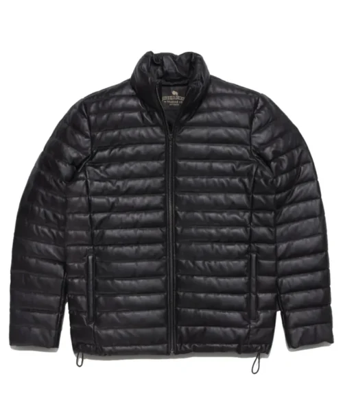 Bridger Black Unisex Leather Puffer Jacket