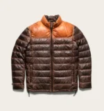 Bridger Unisex Brown Tan Puffer Leather Jacket
