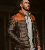 Bridger Brown Tan Leather Puffer Jacket