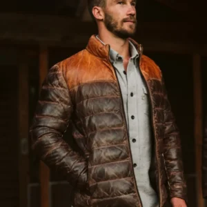 Bridger Brown Tan Leather Puffer Jacket