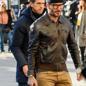Brown Leather Jacket Worn by David Beckham David Beckham Leather Jacket