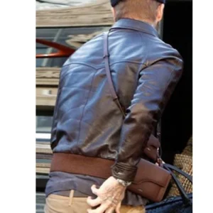 Street Look David Beckham Brown Leather Jacket