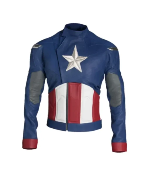 Captain America Avengers Blue Leather Jacket