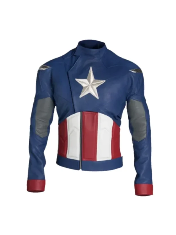 Captain America Avengers Blue Leather Jacket