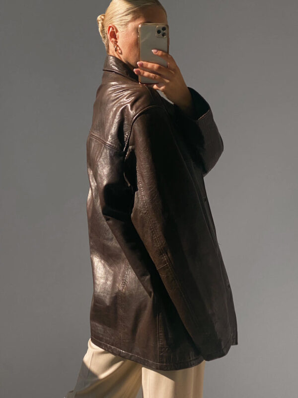 Vintage 80's Brown Oversized Leather Jacket