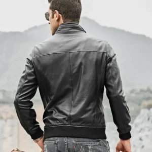 Black Biker Style Men’s Bomber Jacket