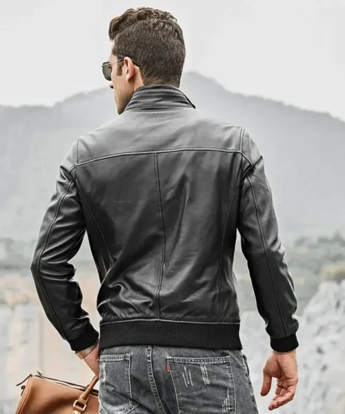 Black Biker Style Men’s Bomber Jacket