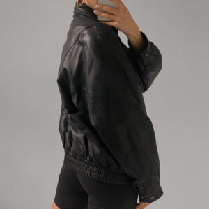 Vintage 80's Women Black Oversized Leather Jacket