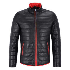Black Puffer Genuine Leather Jacket