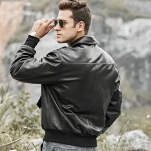 Air Force Pilot Black Bomber Leather Jacket