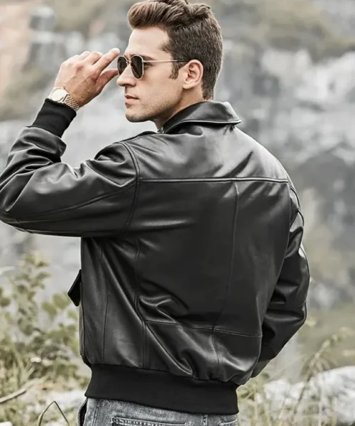 Air Force Pilot Black Bomber Leather Jacket
