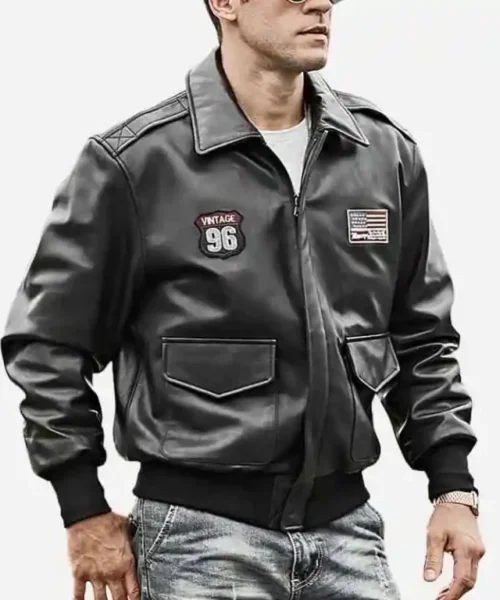 RAF Pilot Black Bomber Leather Jacket