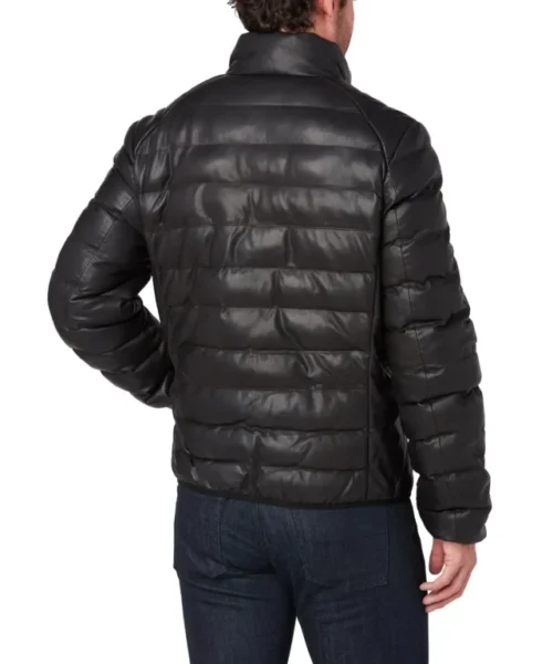 Black Unisex Puffer Leather Jacket