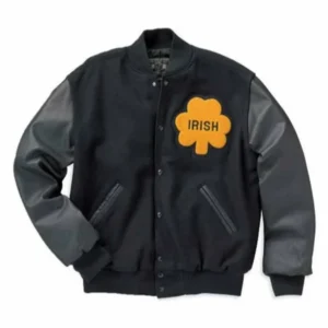 Men’s Dame Rudy Irish Bomber Wool Jacket With Leather Sleeves