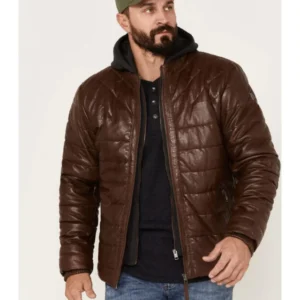 Men’s Leather Puffer Jacket