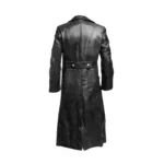 Black Leather Military Officer Trench Coat