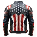 USA Red Armored Flag Leather Jacket