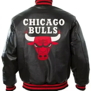 Men Chicago Bulls Real Leather Varsity Jacket