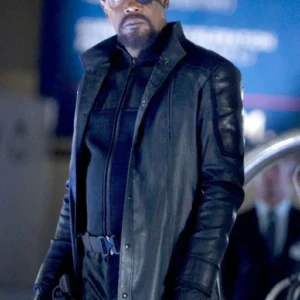 Nick Fury Black Leather Trench Coat