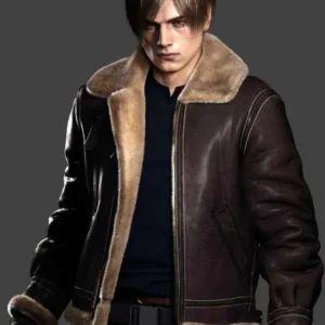 Leon Kennedy Resident Evil Shearling Leather Jacket