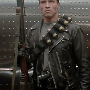 Arnold Schwarzenegger Terminator 2 Black Leather Jacket