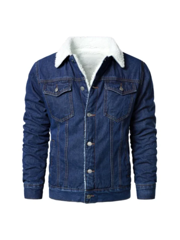 Trucker Style Blue Shearling Denim Jacket
