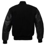 Varsity Woolen Unisex Black Leather Jacket