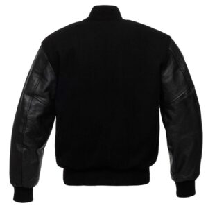 Varsity Woolen Unisex Black Leather Jacket
